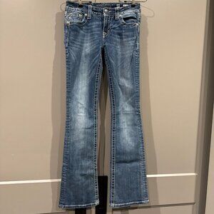 Miss Me Jeans Women's 27 Mid-Rise Boot Cut Denim Blue